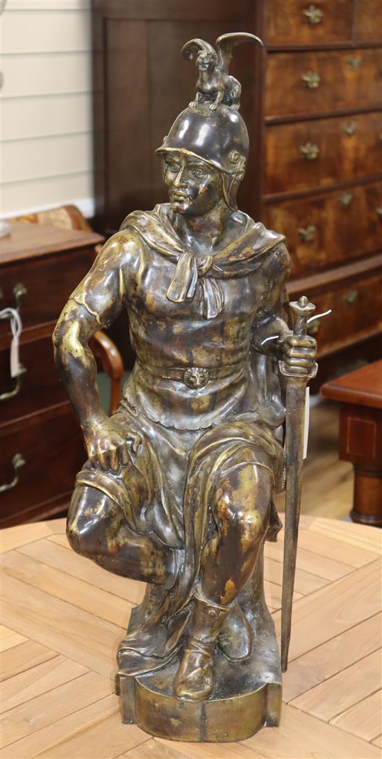 A bronze figure of a Greek warrior, height 60cm